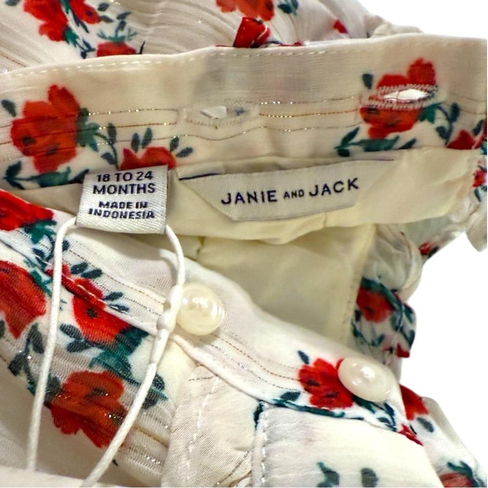 Janie and Jack 18–24 Months Floral Ruffle Blouse NWT Red Rose Top - Picture 10 of 10